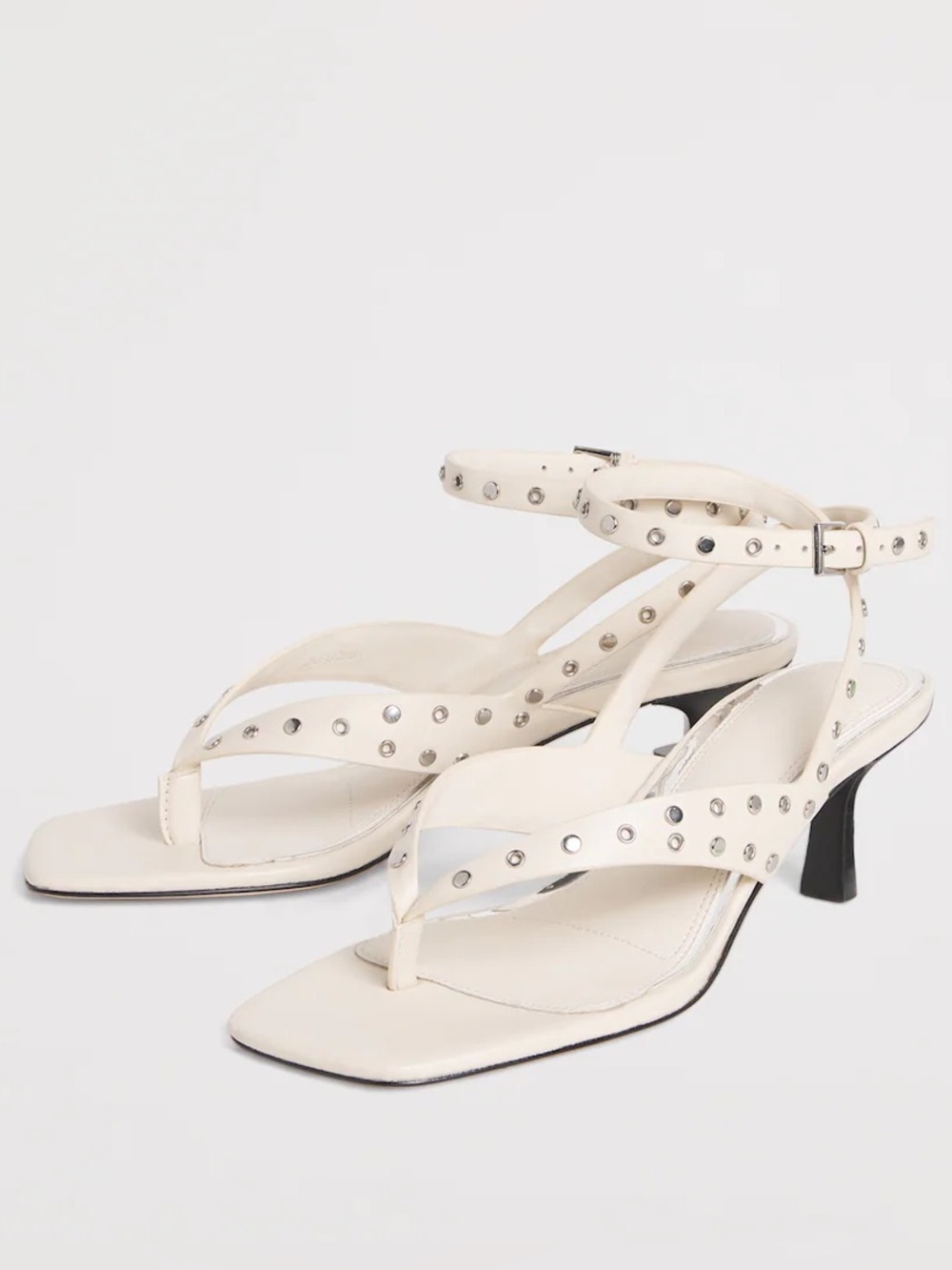 PAIGE Leather Emmy Heeled Sandals in Bone 8